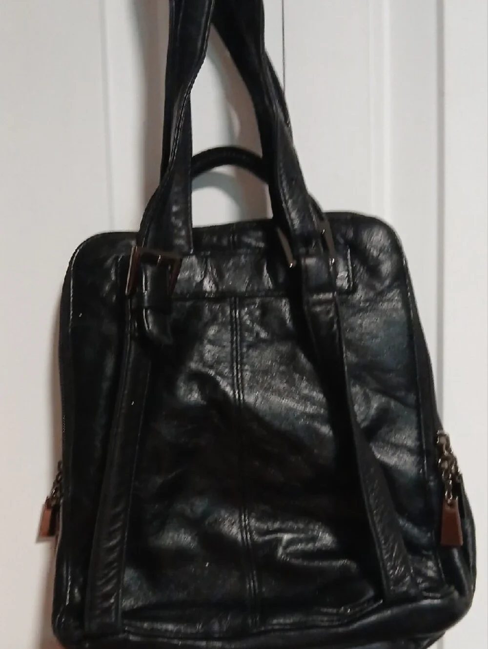 Pelle Studio Black Faux Leather Square Backpack